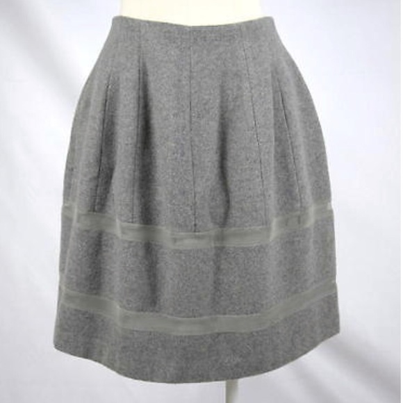 MADEWELL Gray Wool Skirt with mesh Trim [SK-52] - Picture 2 of 6